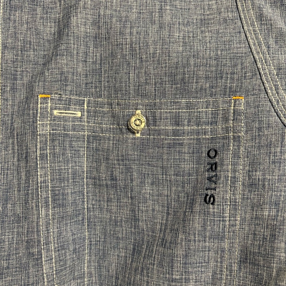 Orvis Tech Chambray Work Shirt Men’s Size Large Outdoors Button up Long Sleeve - Picture 5 of 6